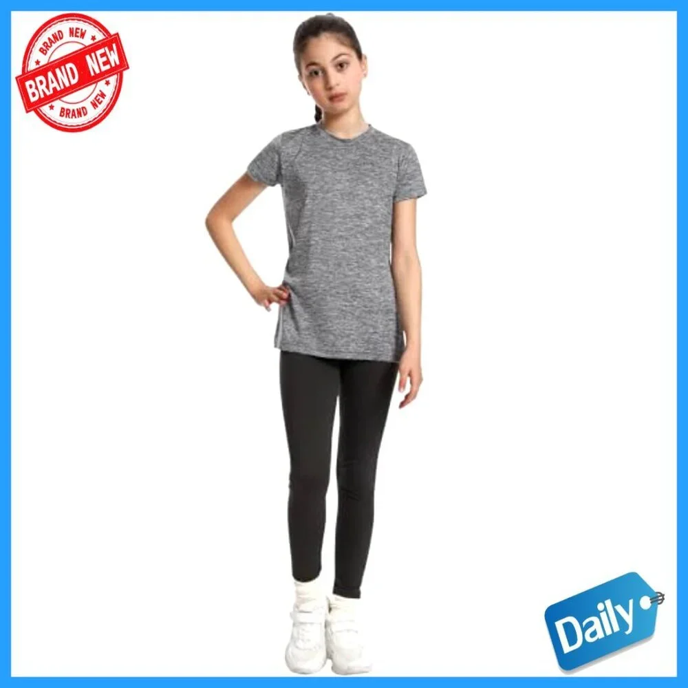 5 Pack Girls Athletic Shirts Quick Dry Sports Tees Short Sleeve Crew Neck